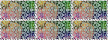 Kusursuz desenli, modaya uygun kumaş deseni. Düz Çiçek Elementleri Tasarımı. Renkli Bahar Temalı Kusursuz Arkaplan. Şirin çiçek elementleri. Raster illüstrasyonu.