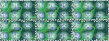 Yeşil renkli çiçekler. Raster illüstrasyonu. Küçük çiçekte sevimli çiçek deseni var..