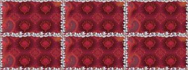 Vadinin çiçekleri kırmızı renklerde. Çiçeksiz desenlerin çizimi.