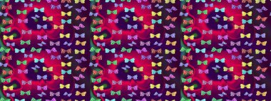Çizim kalıbı. Mor renkte güzel renk kelebekleri. Kumaş, tekstil, baskı ve davetiye için arka plan. Raster illüstrasyonu.