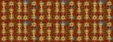 Renkli arka planda izole tatlı kar taneleri. Yuvarlak raster kar tanesi. Soyut kış kahverengisi, turuncu ve sarı süs. Raster illüstrasyonu. Güzel kar tanesi..