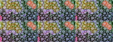 Renkli Yaz Temalı eskiz kalıbı. Modaya uygun kumaş deseni. Sevimli çiçek raster deseni. Düz Çiçek Elementleri Tasarımı.