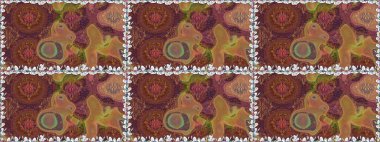 Duvar kağıdı, web sitesi arka planı, ambalaj kağıdı, davetiye, broşür, afiş veya web sitesi için kusursuz çiçek deseni kullanılabilir. Parlak elementlerin. El çizimi Raster illüstrasyonu.