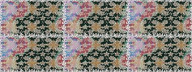 Raster illüstrasyonu. Asya tekstil tarzında. Tarafsız renklerde çiçekler. Raster illüstrasyonu. Kusursuz çiçek deseni.