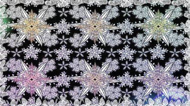 Raster illüstrasyonu. Küçük çiçekli kusursuz yay deseni. Suluboya tarzında siyah renkler üzerine.