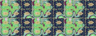 Altın elementli yeşil renkler. Raster altın çiçek süsü brokar kumaş ve cam desenli. Altın şablonu çiz. Çiçek desenli altın metal..