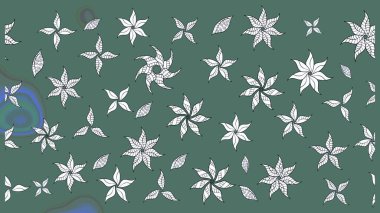 Çiçek desenli eskiz. Yeşil renkli çiçekler. Tişört baskısı için çiçek boyama rasteriName.