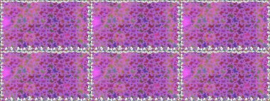 Mor renkler üzerine illüstrasyon. Kumaş, Tekstil, Baskı ve Davetiye için arka plan. Raster illüstrasyonu. Doğadaki güzellik. Suluboya Biçimli Uçan Kelebeklerle kusursuz desen.