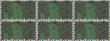 Güzel bir kumaş tasarımı. Yeşil renkli resim. Raster illüstrasyonu. Dekoratif el çizimi kelebekler.