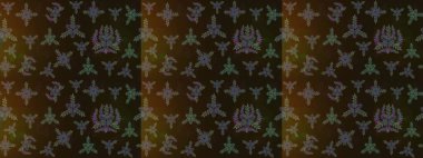 Kahverengi, gri ve yeşil renklerde. Çiçekli güzel suluboya desen. Raster illüstrasyonu.