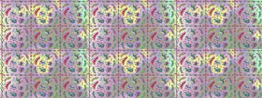 Eski usul. Kumaş, tekstil, duvar kağıdı baskısı için. Tomurcukları çiçek olan sevimli bir çiçek deseni. Eskiz geçmişi. Raster. Raster illüstrasyonu.