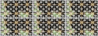 El çizimi çiçekli, soyut, pürüzsüz desen. Raster illüstrasyonu. Siyah renkte çiçekler.