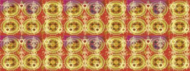 Kar tanelerinin soyut arkaplanlı Noel şablonu. Raster illüstrasyonu. Sarı, turuncu ve kahverengi renkler. Noel ve Yeni Yıl moda baskıları için tatil tasarımı.