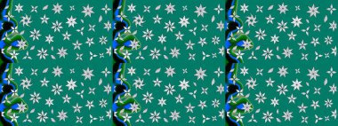 Raster illüstrasyonu. Çiçek desenli çizim. Asya tekstil tarzında. Güzel kumaş deseni. Düz Çiçek Elementleri Tasarımı. Renkli Bahar Teması çizim şablonu.