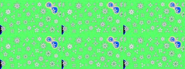 Nazik, narin çiçek arkaplanı. Çiçekli karalama şeklinde Raster çiçek deseni. Yeşil renkte çiçekler.