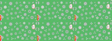 Tekstil için suluboya eskiz deseni. Şirin çiçekli, desenli, yeşil renkli bir eskiz deseni. El çizimi çiçek çizimi deseni (fayans)).