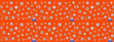 Çizim çiçek deseni duvar kâğıdı olarak kullanılabilir. Turuncu renkli çiçekler. Raster illüstrasyonu.