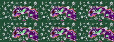 Çiçekli karalama şeklinde Raster çiçek deseni. Yeşil renkli çiçekler. Yumuşak, yaz çiçekli arka plan.