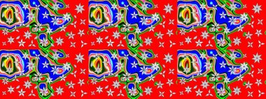 Eskiz klasiği. Düz Çiçek Elementleri Tasarımı. Raster Şirin kumaş deseni. Renkli Bahar Teması çizim şablonu.