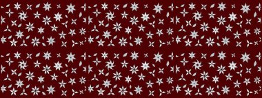 Raster Çiçek İllüstrasyonu 'nun şirin tekstili. Kırmızı renkli etnik çiçeklerle zarif bir eskiz şekli..