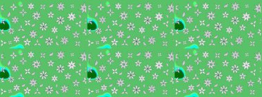 Raster illüstrasyonu. Yumuşak, yeşil renkli bahar çiçekleri. Çiçek ve yapraklı karalama şeklinde Raster çiçek deseni.