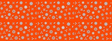 Klasik çiçekler. El çizimi, soyut ve süslü elementler. Yaz çiçekleri teması. Suluboya resim taklit Raster çizimi. Turuncu renkler.