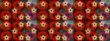 Kar tanesi renkli desen. Snowflakes desen. Raster kar taneleri arka plan. Renk arka plan üzerinde izole soyut kar taneleri ile düz tasarım. Raster illüstrasyon.