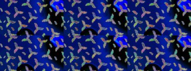 Raster illüstrasyonu. Soyut kış mavisi, siyah ve yeşil süs. Renkli arka planda izole tatlı kar taneleri. Yuvarlak raster kar tanesi. Güzel kar tanesi..