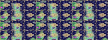 Damask eskiz süsü. Klasik oryantal desen mavi renkten üstündür. Geleneksel raster ve altın desen.