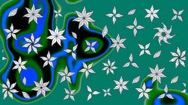 Şirin, zarif çiçekler Raster illüstrasyonu. Yapraklı çizim şekli. Davetiye ve kartpostal tasarımı için dekoratif çiçek unsurları. Tekstil için figür. Poster veya kapak için arkaplan.