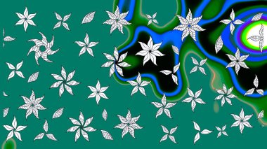 Yumuşak, bahar çiçekli arka plan. Çiçekli karalama şeklinde Raster çiçek deseni. Mavi renkte çiçekler.