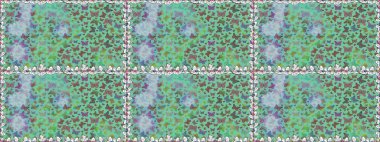 Tekrarlanan karalamalar. Kusursuz renksiz desen. Yeşil arka planda el çizimi. Mistik, semboller..