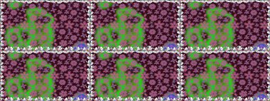 Küçük çiçekte hoş bir çiçek deseni var. Kahverengi renkler ve parlak çiçekler üzerinde soyut, pürüzsüz desen. Çiçek elementli zarif raster dokusu..