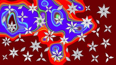 Robot resim. Raster illüstrasyonu. Küçük çiçekte sevimli çiçek deseni var..