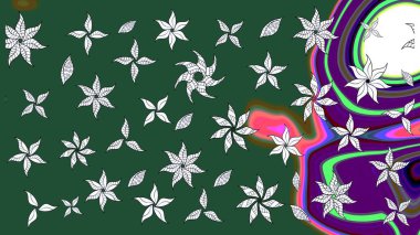 Raster illüstrasyonu. Yeşil renkli çiçekler. Çizim çiçek deseni duvar kağıdı için kullanılabilir.