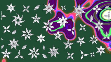 Çizgi çizimi kalıbı. Raster Moda kumaş deseni. Şirin çiçekler..