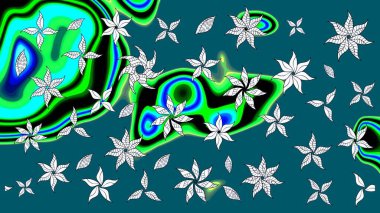 Düz Çiçek Elementleri Tasarımı. Mavi renkli çiçekler. Renkli Bahar Teması eskiz kalıbı. Sevimli çiçek raster deseni.