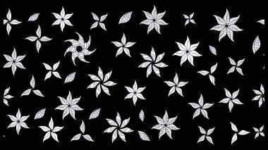 Renkli Bahar Teması eskiz kalıbı. Düz Çiçek Elementleri Tasarımı. Çiçekli çizim şekli. Siyah renkte çiçekler.