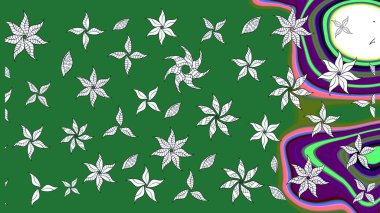 Tekstil için figür. Poster ya da kapak için arka plan. Davetiye ve kartpostal tasarımı için dekoratif çiçek unsurları. Şirin, zarif çiçekler Raster illüstrasyonu. Yapraklı çizim deseni.