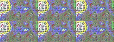 Süslü kumaş deseni. Renkli Bahar Teması eskiz kalıbı. Raster illüstrasyonundaki çiçek desenli çizim. Düz Çiçek Elementleri Tasarımı.