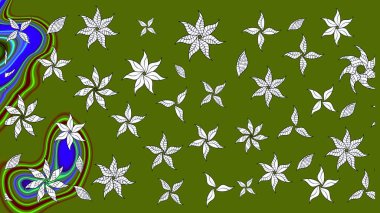 Parmak izi, kumaş, duvar kâğıdı, tekstil için raster dokusu. Renkli grunge soyut arkaplanı koloyeşil çiçeklerle süslüyor. Nakış desenli çiçek deseni..