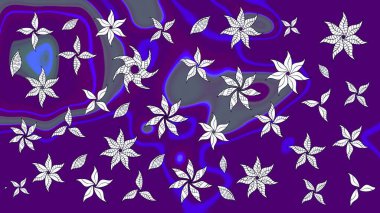 Tomurcukları papatya çiçekleri olan sevimli bir çiçek deseni. Raster illüstrasyonu. Miles Fleur, süslü püslü bir süs. Eskiz geçmişi. Eski usul. Kumaş, tekstil ve duvar kağıdı baskısı için..