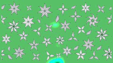 Suluboya, elle çizilmiş. Raster illüstrasyonu. Yeşil yapraklı yabani çiçekler. Taslak arkaplan deseni.