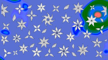 Davetiye ve kartpostal tasarımı için dekoratif çiçek unsurları. Tekstil için figür. Poster ya da kapak için arka plan. Şirin, zarif çiçekler Raster illüstrasyonu. Yapraklı çizim deseni.