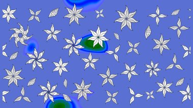 Raster illüstrasyonu. Suluboya çiçekli çiçek deseni. Mavi renkte güzel tekstil.