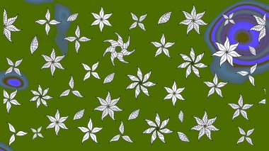 Elle boyanmış suluboya resim çizimleri, çiçekler ve bitkiler. Yeşil renkte çiçekler.