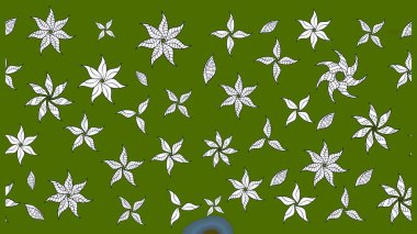 Raster çiçek desenleri çiziyor. Vadinin yeşil renkli çiçekleri.