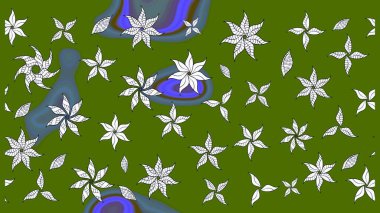 Şatafatlı bahar bahçesi dokusu. Raster illüstrasyonu. Çiçek deseni. Yeşil renkte çiçek çizimi. Yeşil renkte çiçekler.