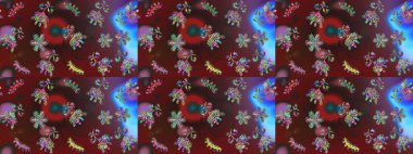 Snowflakes desen. Raster kar taneleri arka plan. Kar tanesi renkli desen. Renk arka plan üzerinde izole soyut kar taneleri ile düz tasarım. Raster illüstrasyon.