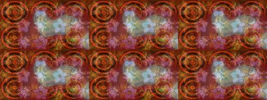 Renkli arka planda izole tatlı kar taneleri. Yuvarlak raster kar tanesi. Soyut kış kahverengi, kırmızı ve turuncu süsler. Güzel kar tanesi. Raster illüstrasyonu.